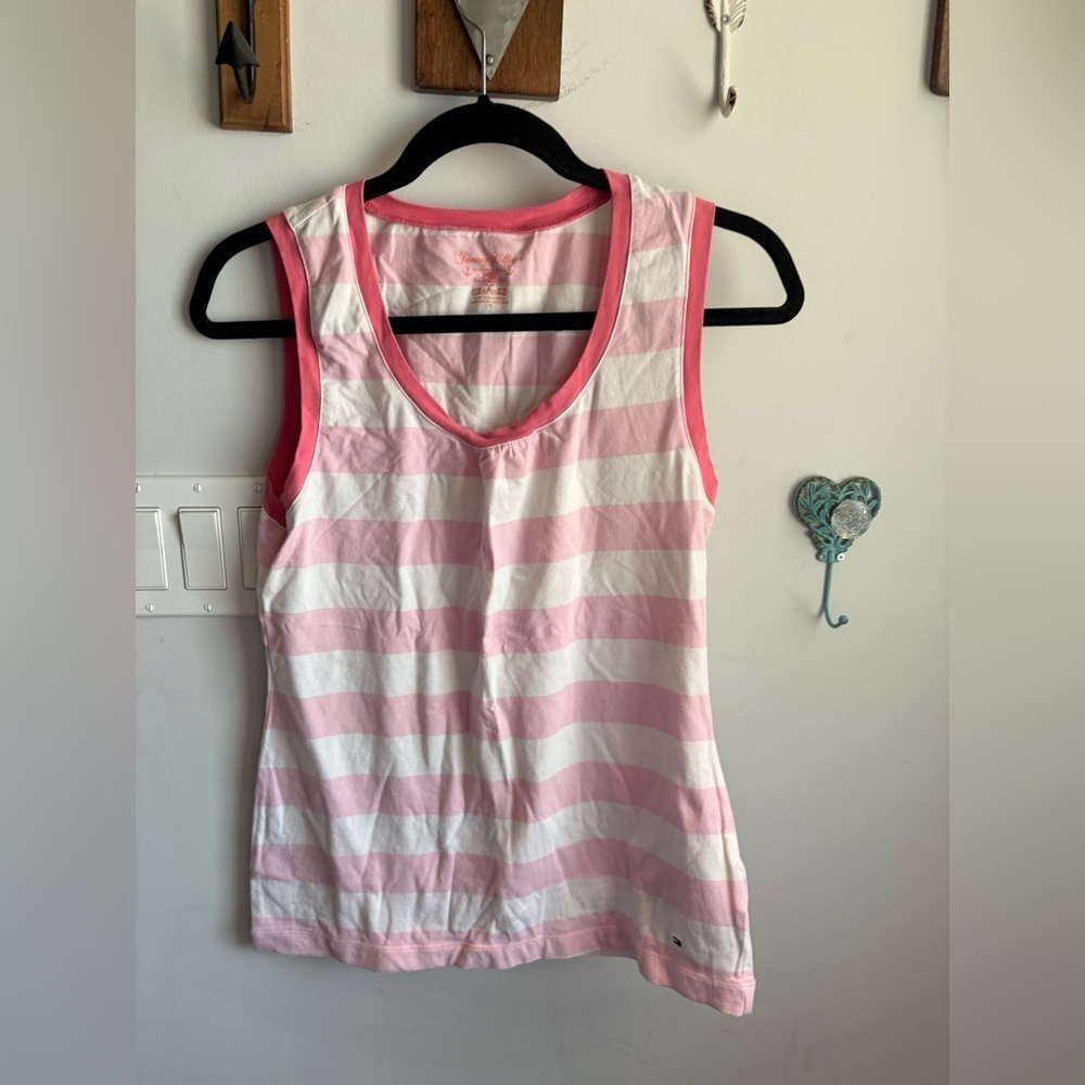 Tommy Hilfiger Pink and White Striped Top